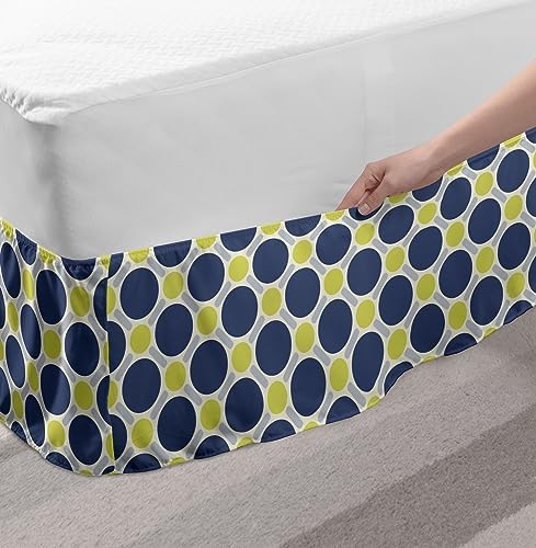 Ambesonne Abstract Surreal Bedskirt Slate Blue and Green