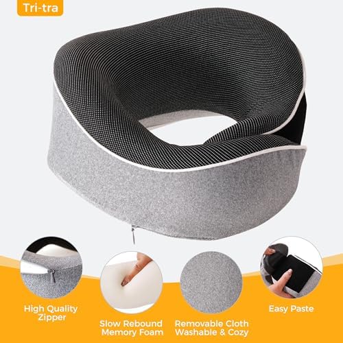 Tri-tra Travel Pillow with Eye Mask and Earplugs Grey 1