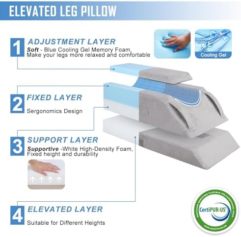 AZAMIA Adjustable Leg Elevation Pillow with Handles 1