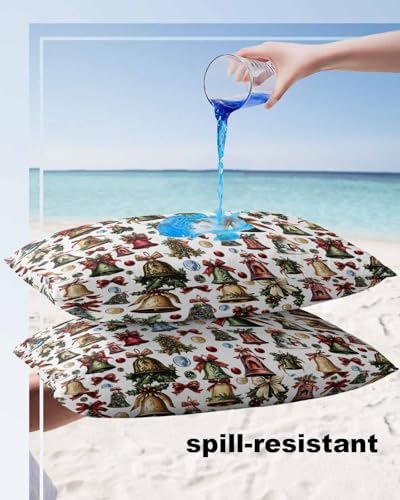 Waterproof Pillow Protector 2 Pack with Zipper and Christmas Bells Bows