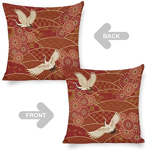 JOJOART Japanese Traditional Cranes Throw Pillow Covers Set of 2