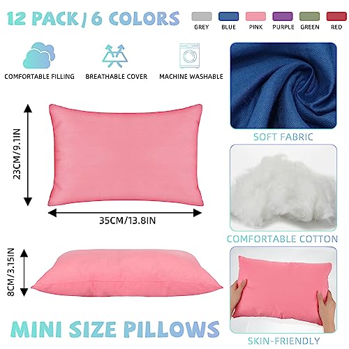 Kigley 12 Pack Mini Travel Pillows - Soft Cotton Portable Nap Pet Friendly