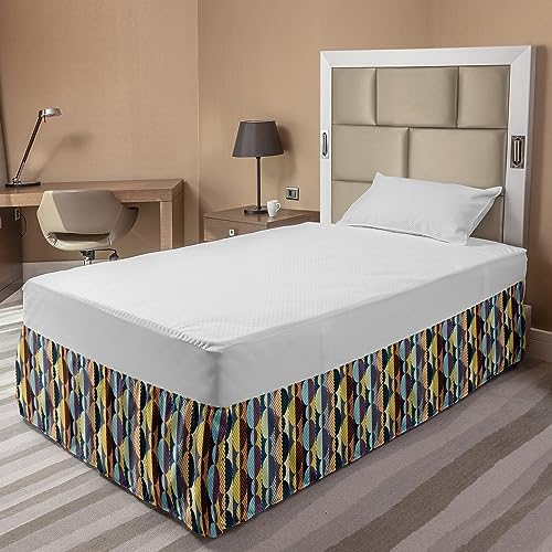 Ambesonne Retro Bed Skirt - Multicolor Design