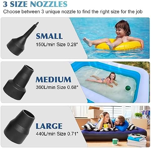 XIMUX Electric Air Pump with 3 Nozzles 5000PA 50W Portable Quick-Fill