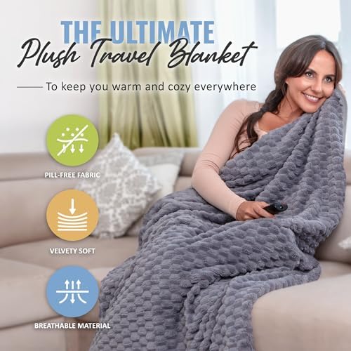 BOACAY Packable Travel Blanket with Pillow and Case