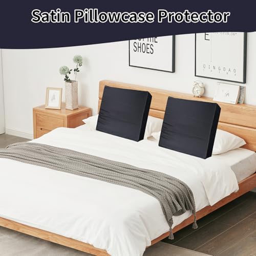 3 Pcs Black Satin Pillowcases with Hidden Zipper