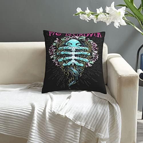 AMIOUDR Throw Pillow Covers Pig Singer Destroyer Band 18x18 Square Pillowcase