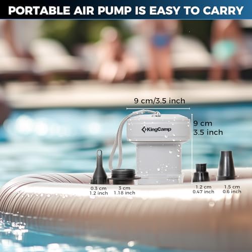 KingCamp Air Pump for Inflatables 4 Nozzle Quick Inflator Deflator