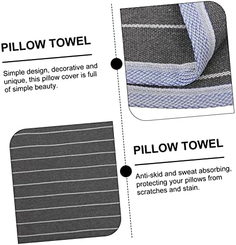 GRIRIW 2pcs Sweat Absorbing Pillow Towel with Skid Design Gray Stripe