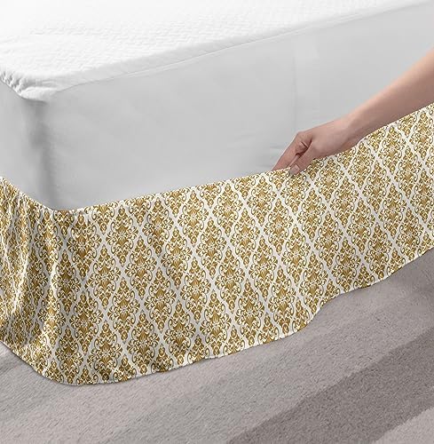 Ambesonne Victorian Elastic Bed Skirt with Baroque Pattern