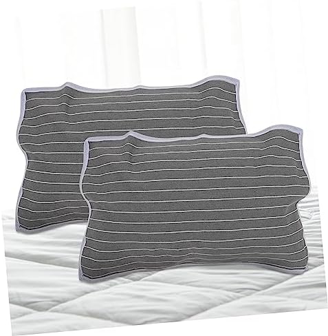HONMEET 2pcs Breathable Gray Striped Pillow Protectors