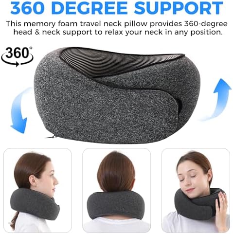 Tri-tra Travel Pillow with 360 Support and Breathable Cover