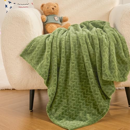 Inhand Fleece Baby Blanket - Soft Swaddle 30x40 Inches Warm Sage Green