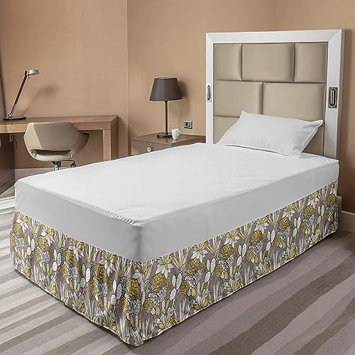 Ambesonne Botanic Bedskirt - Bohemian Desert Scene Twin XL Pale Green Warm Taupe