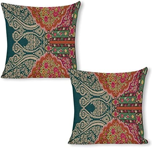 JOJOART Ethnic Textile Embroidery Throw Pillow Covers Set of 2