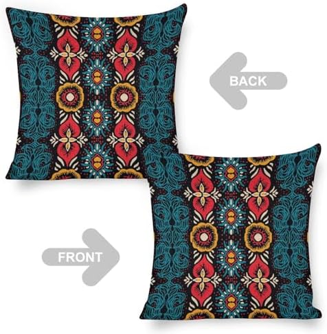 JOJOART Ikat Geometric Linen Pillow Covers 18x18In Set of 1