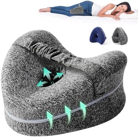 Ergonomic Side Sleeper Leg Pillow for Hip Knee Support Grey