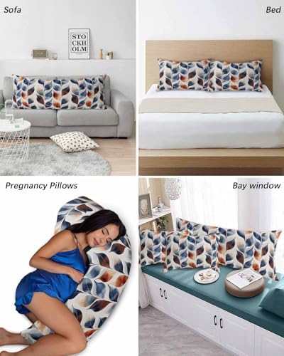Navy Blue Burnt Orange Microfiber Pillowcase Set of 2