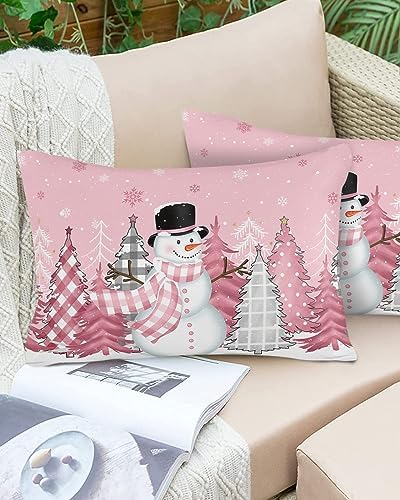 Waterproof Pillow Protector 2 Pack - Christmas Pink Design