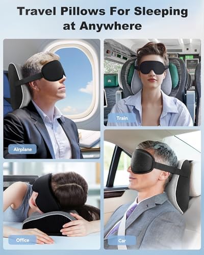 JefDiee Travel Pillow with Eye Mask and Strap