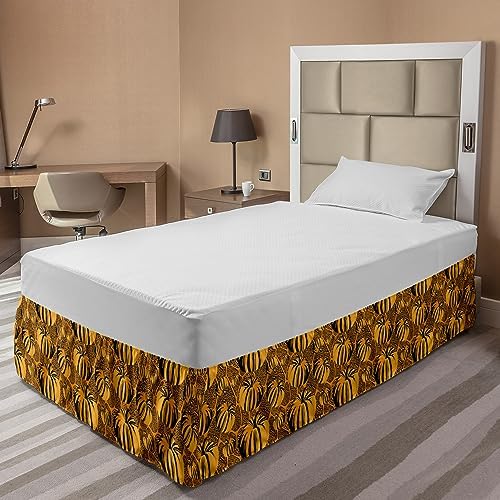Ambesonne Vintage Botany Bedskirt - Marigold Charcoal Grey