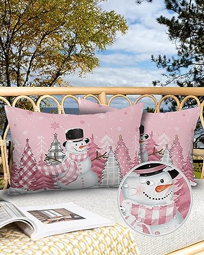 Waterproof Pillow Protector 2 Pack - Christmas Pink Design