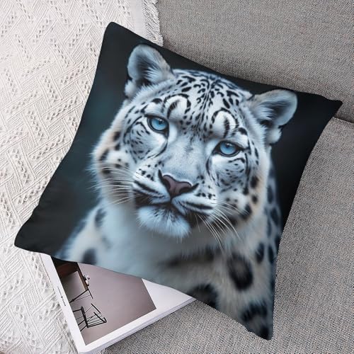BoomDragon Super Soft Snow Leopard Pillowcase Protector - Square 18x18 Inches