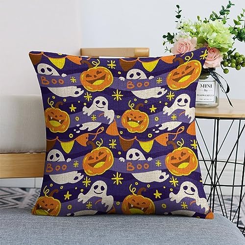 JOJOART Halloween Pumpkin Ghost Pillow Covers Set of 2 1