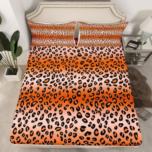 Manfei Cheetah Fur Print Twin Fitted Sheet Set