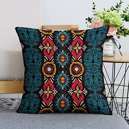 JOJOART Ikat Geometric Linen Pillow Covers 18x18In Set of 1