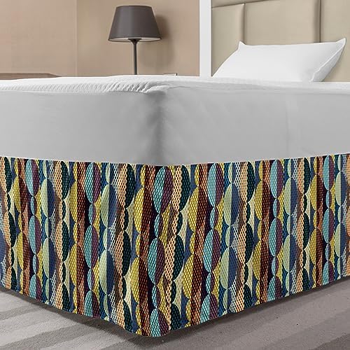 Ambesonne Retro Bed Skirt - Multicolor Design