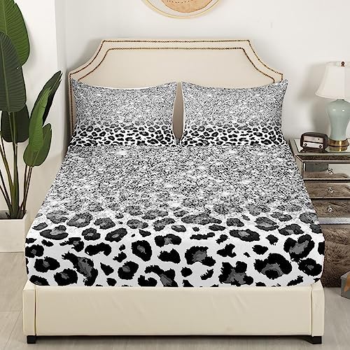 Castle Fairy Leopard Print Sheet Set with Sequins and Pillowcases