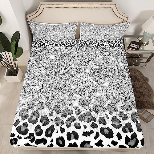 Castle Fairy Leopard Print Sheet Set with Sequins and Pillowcases