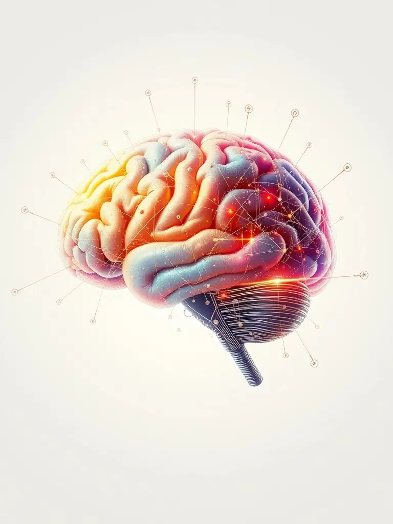 A stylized brain with interconnected circuits, representing biocomputing solutions and the integration of biological and computational systems for NEURYXIS LTD.